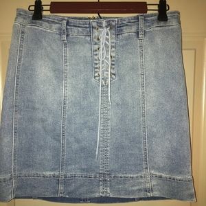 Tie up high wasted jean skirt